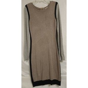 Philosophy Black Gray Taupe Sweater Dress Color Block Size Small Long Sleeve NWT